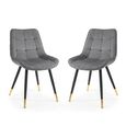 Hadid Dining Chair - Set of 2 - Grey Velvet Fabric