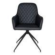 Harbo Dining Chair - Set of 2 - Black - Faux Leather - Swivel