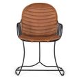 Joice Dining Chair - Light Brown Leather - Set of 2