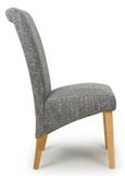 2 x Karta Tweed Grey Scroll Back Dining Chair