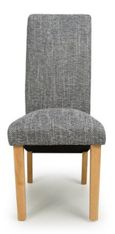 2 x Karta Tweed Grey Scroll Back Dining Chair