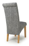 2 x Karta Tweed Grey Scroll Back Dining Chair