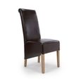 2 x Krista Bonded Brown Leather Roll Back Dining Chair