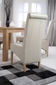 2 x Krista Bonded Ivory Leather Roll Back Dining Chair