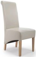 2 x Krista Bonded Ivory Leather Roll Back Dining Chair