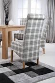 2 x Krista Herringbone Check Cappuccino Roll Back Dining Chair