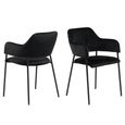 Lima Dining Armchair - Set of 2 - Black Velvet Fabric