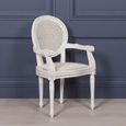 Lomira Mahogany Wood and Rattan Oval Back Dining Armchair - Set of 2 - Off White