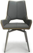 2 x Mako Grey Leather Effect Swivel Dining Chair