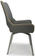 2 x Mako Grey Leather Effect Swivel Dining Chair