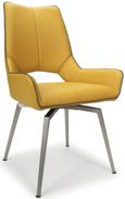 2 x Mako Yellow Leather Effect Swivel Dining Chair