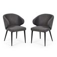 Marcus Dining Chair - Set of 2 - Mid Grey Fabric - Curved