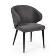 Marcus Dining Chair - Set of 2 - Mid Grey Fabric - Curved