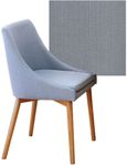 Mobel Oak Dining Chairs - Set of 2 - Grey Fabric Upholstered