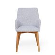 Mobel Oak Dining Chairs - Set of 2 - Light Grey Fabric
