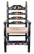 2 x Meerut Black Lyre Bird Design Wooden Dining Armchair