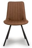 Miro Dining Chair - Set of 2 - Tan Brown Faux Leather