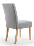 2 x Moseley Stitched Waffle Silver Grey Linen Effect Dining Chair in Natural Legs
