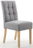 2 x Moseley Stitched Waffle Silver Grey Linen Effect Dining Chair in Natural Legs