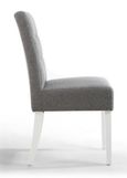 2 x Moseley Stitched Waffle Silver Grey Linen Effect Dining Chair in White Legs