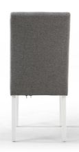 2 x Moseley Stitched Waffle Silver Grey Linen Effect Dining Chair in White Legs