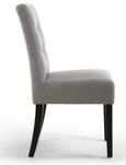 2 x Moseley Stitched Waffle Silver Grey Linen Effect in Black Fabric Dining Chair