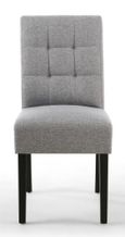 2 x Moseley Stitched Waffle Silver Grey Linen Effect in Black Fabric Dining Chair