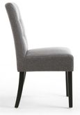2 x Moseley Stitched Waffle Steel Grey Linen Effect Dining Chair in Black Legs