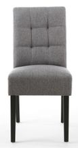 2 x Moseley Stitched Waffle Steel Grey Linen Effect Dining Chair in Black Legs