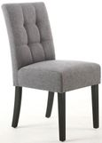 2 x Moseley Stitched Waffle Steel Grey Linen Effect Dining Chair in Black Legs