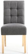 2 x Moseley Stitched Waffle Steel Grey Linen Effect Dining Chair in Natural Legs