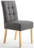 2 x Moseley Stitched Waffle Steel Grey Linen Effect Dining Chair in Natural Legs
