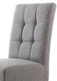 2 x Moseley Stitched Waffle Steel Grey Linen Effect Dining Chair in White Legs