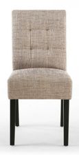2 x Moseley Stitched Waffle Tweed Oatmeal Dining Chair in Black Legs