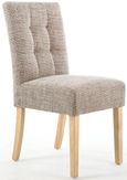 2 x Moseley Stitched Waffle Tweed Oatmeal Dining Chair in Natural Legs