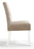 2 x Moseley Stitched Waffle Tweed Oatmeal Dining Chair in White Legs