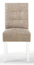 2 x Moseley Stitched Waffle Tweed Oatmeal Dining Chair in White Legs