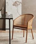 2 x Mosso Brown Teak Wood and Rattan Dining Chair