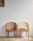 2 x Mosso Brown Teak Wood and Rattan Dining Chair