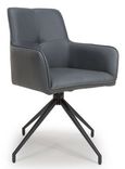 Nix Swivel Dining Chair - Set of 2 - Grey Faux Leather