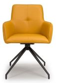 Nix Swivel Dining Chair - Set of 2 - Yellow Faux Leather
