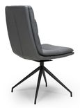 Nobo Swivel Dining Chair - Set of 2 - Grey Faux Leather - Black Legs