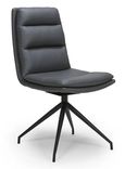 Nobo Swivel Dining Chair - Set of 2 - Grey Faux Leather - Black Legs