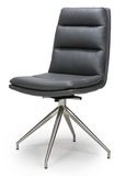 Nobo Swivel Dining Chair - Set of 2 - Grey Faux Leather - Chrome Legs