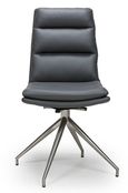 Nobo Swivel Dining Chair - Set of 2 - Grey Faux Leather - Chrome Legs