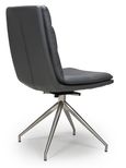 Nobo Swivel Dining Chair - Set of 2 - Grey Faux Leather - Chrome Legs