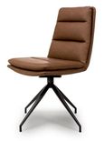 Nobo Swivel Dining Chair - Set of 2 - Tan Faux Leather - Black Legs
