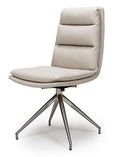 Nobo Swivel Dining Chair - Set of 2 - Taupe Faux Leather - Chrome Legs