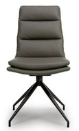 Nobo Swivel Dining Chair - Set of 2 - Truffle Faux Leather - Black Legs