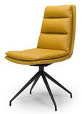 Nobo Swivel Dining Chair - Set of 2 - Yellow Faux Leather - Black Legs